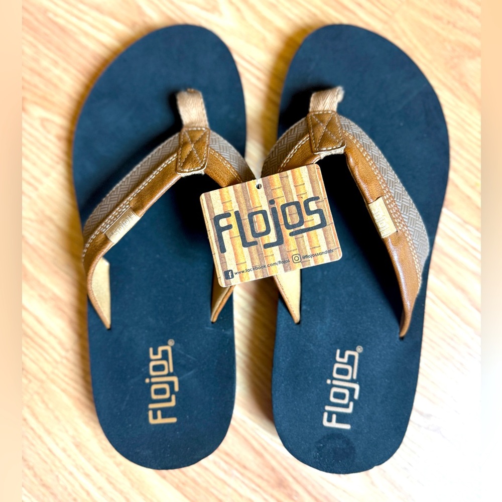 Flojos Black and Tan Sandals- Men size 9